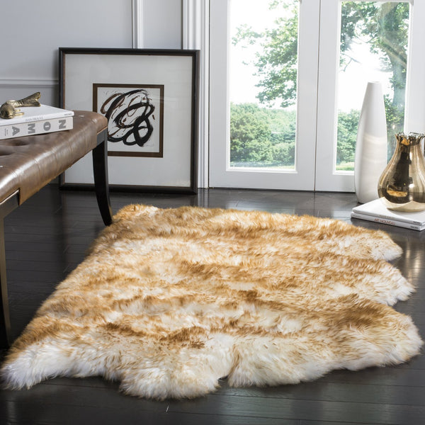 Safavieh Sheep Plush Shag Flokati Runner In Off-White With Coco Brown Tipped Accents For Cozy Modern Homes 2'-0" x 8'-5" SHS121D-29
