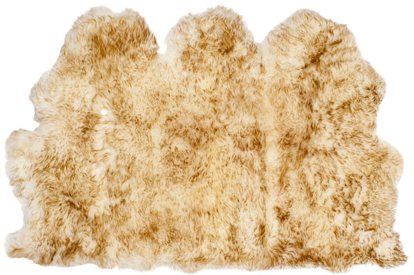 Safavieh Sheep Luxurious Off-White Shag Flokati Rug With Coco Brown Tips — Plush Natural Sheepskin Accent Piece 5'-5" x 7'-7" SHS121D-5