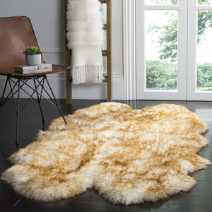 Safavieh Sheep Plush Shag Flokati Runner In Off-White With Coco Brown Tipped Accents For Cozy Modern Homes 2'-0" x 8'-5" SHS121D-29