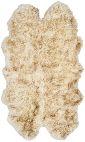 Safavieh Sheep Luxurious Off-White Shag Flokati Rug With Coco Brown Tips — Plush Natural Sheepskin Accent Piece 5'-5" x 7'-7" SHS121D-5