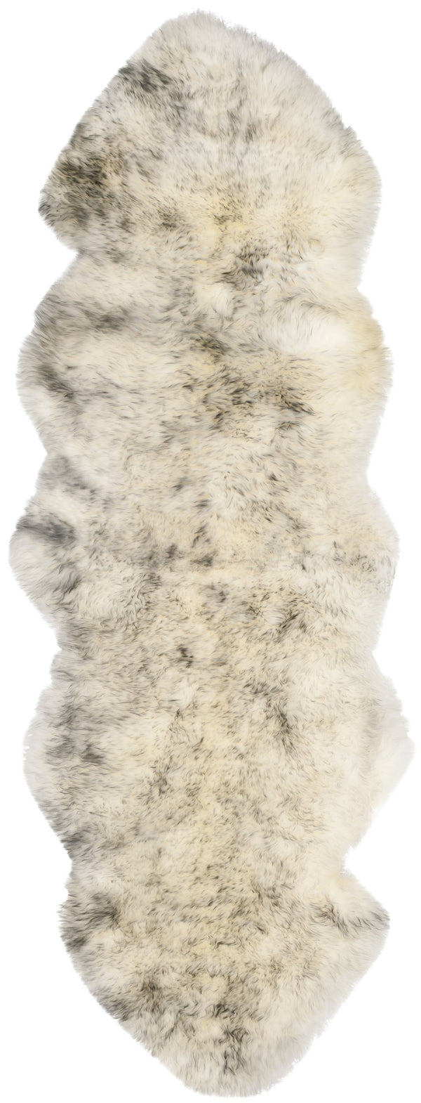Safavieh Sheep Luxurious Ivory & Smoke Grey Tip Runner 2'X8'5" — Flokati Shag 3⅜" Pile, Natural Undyed Sheepskin SHS121E-29