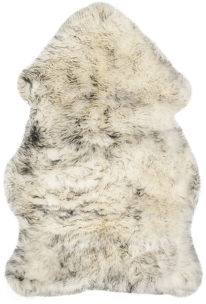 Safavieh Sheep Luxurious Ivory & Smoke Grey Tip Runner 2'X8'5" — Flokati Shag 3⅜" Pile, Natural Undyed Sheepskin SHS121E-29