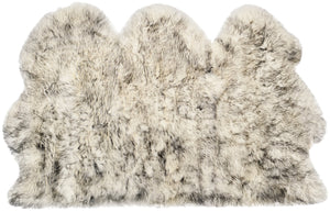 Safavieh Sheep Luxurious Ivory & Smoke Grey Tip Runner 2'X8'5" — Flokati Shag 3⅜" Pile, Natural Undyed Sheepskin SHS121E-29