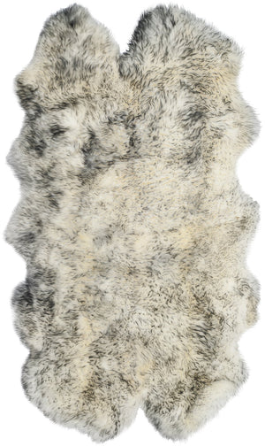 Safavieh Sheep Luxurious Ivory & Smoke Grey Tip Runner 2'X8'5" — Flokati Shag 3⅜" Pile, Natural Undyed Sheepskin SHS121E-29