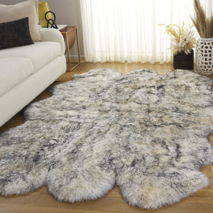 Safavieh Sheep Sheepskin Area Rug - Luxurious Texture In Elegant Steel Blue For Timeless Home Decor Style Ivory ,Smoke Grey Sheep Skin Shs121e-5