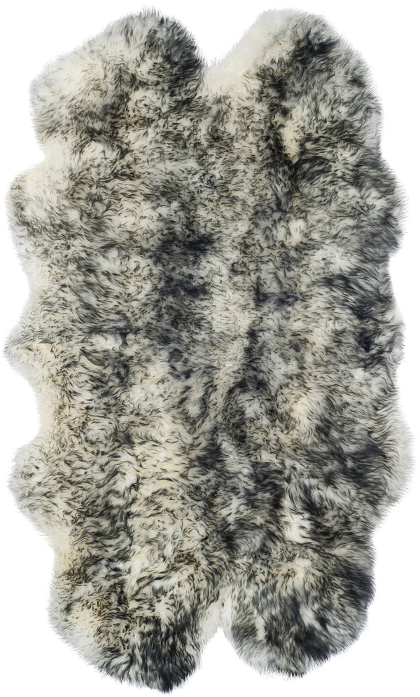 Safavieh Sheep Ivory & Dark Charcoal Runner 2X8ft5in Shag Flokati 3.375" Pile Handcrafted Natural Sheepskin Rug SHS121G-29