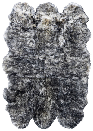 Safavieh Sheep Sheepskin Area Rug - Luxurious Texture In Elegant Steel Blue For Timeless Home Decor Style Ivory ,Dark Charcoal Sheep Skin Shs121g-5