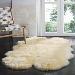 Safavieh Sheep Sheepskin Area Rug - Luxurious Texture In Elegant Steel Blue For Timeless Home Decor Style Champagne Sheep Skin Shs121h-5