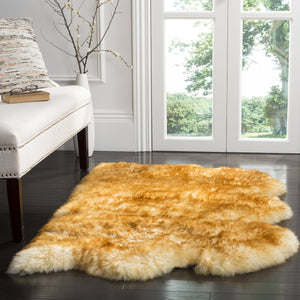 Safavieh Sheep Sheepskin Area Rug - Luxurious Texture In Elegant Steel Blue For Timeless Home Decor Style Champagne ,Copper Brown Sheep Skin Shs121k-5