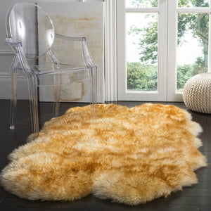 Safavieh Sheep Sheepskin Area Rug - Luxurious Texture In Elegant Steel Blue For Timeless Home Decor Style Champagne ,Copper Brown Sheep Skin Shs121k-5