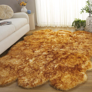 Safavieh Sheep Sheepskin Area Rug - Luxurious Texture In Elegant Steel Blue For Timeless Home Decor Style Champagne ,Copper Brown Sheep Skin Shs121k-5