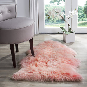 Safavieh Sheep Sheepskin Area Rug - Luxurious Texture In Elegant Steel Blue For Timeless Home Decor Style Solid Pink Sheep Skin Shs121l-5