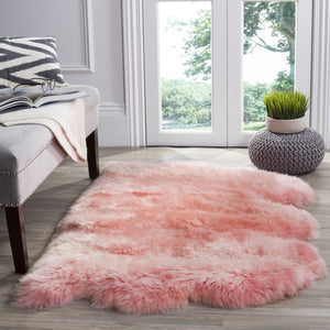 Safavieh Sheep Sheepskin Area Rug - Luxurious Texture In Elegant Steel Blue For Timeless Home Decor Style Solid Pink Sheep Skin Shs121l-5