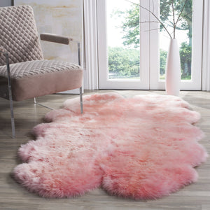 Safavieh Sheep Sheepskin Area Rug - Luxurious Texture In Elegant Steel Blue For Timeless Home Decor Style Solid Pink Sheep Skin Shs121l-5