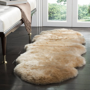 Safavieh Sheep Sheepskin Area Rug - Luxurious Texture In Elegant Steel Blue For Timeless Home Decor Style Natural Beige Sheep Skin Shs121m-5