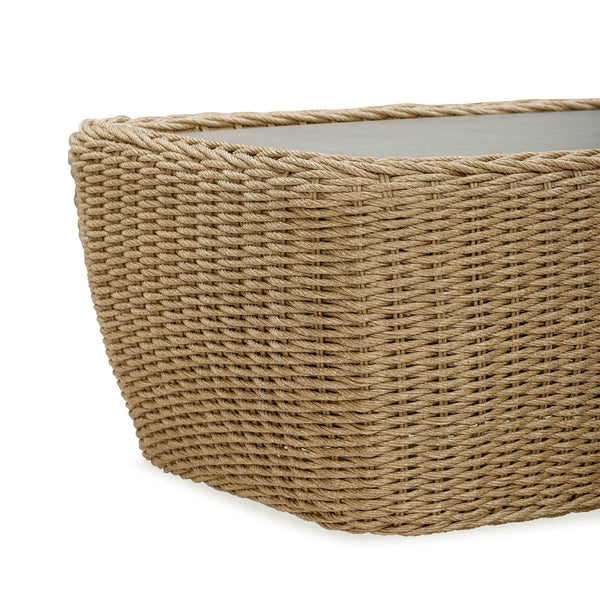 Lh Imports Siesta Outdoor Coffee Table – Stylish And Durable Design For Your Perfect Outdoor Living Space! Brown,Grey All,Weather Wicker,Polystone Top,Powder,Coated Aluminum Sie032