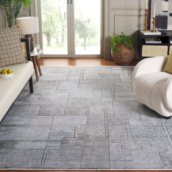 Safavieh Signature Ultra-modern Area Rug In Light Grey With Geometric Pattern - Perfect For Contemporary Spaces Grey ,Black 70% Polyester,30% Acrylic Sig730g-9