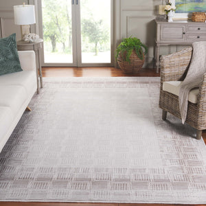 Safavieh Signature Luxurious Grey And Ivory Area Rug - Modern Geometric Design For Elegant Living Spaces Grey ,Ivory 80% Viscose,20% Acrylic Sig736f-9