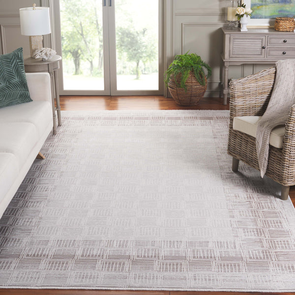 Safavieh Signature Luxurious Grey And Ivory Area Rug - Modern Geometric Design For Elegant Living Spaces Grey ,Ivory 80% Viscose,20% Acrylic Sig736f-9