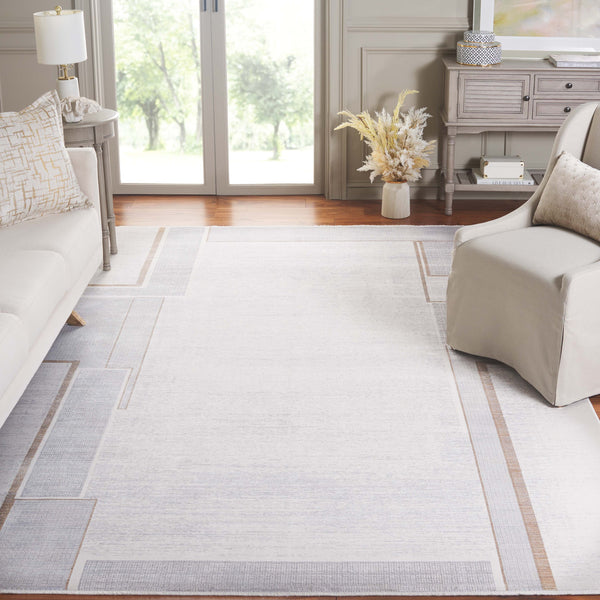 Safavieh Signature Exquisite Modern Area Rug In Soft Ivory And Grey Geometric Design For Elegant Spaces Ivory ,Grey 80% Viscose,20% Acrylic Sig738a-8