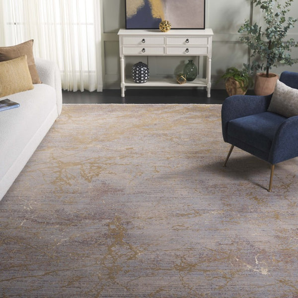 Safavieh Signature Power Loomed Polyester Viscose Neutral Area Rug for Modern Living Rooms Gray / Beige Gold 8'-0" x 10'-0" SIG810D-8