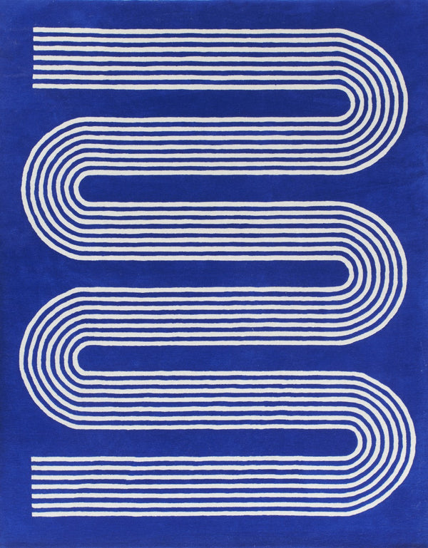 Momeni Simba SIM12 Hand Tufted Contemporary Geometric Indoor Rug Cobalt 9' x 12'