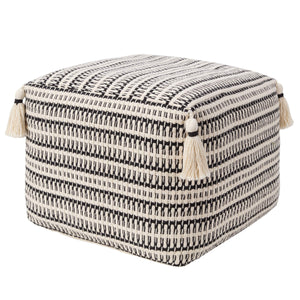 Jaipur Living Jaipur Living Handcrafted Cotton Striped Pouf with Tassels for Bohemian Rooms ACF100014