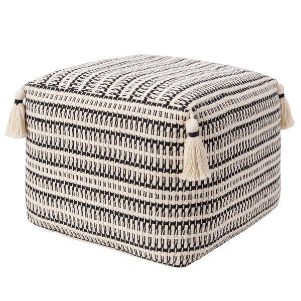 Jaipur Living Jaipur Living Handcrafted Cotton Striped Pouf with Tassels for Bohemian Rooms ACF100014