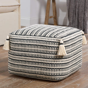 Jaipur Living Jaipur Living Handcrafted Cotton Striped Pouf with Tassels for Bohemian Rooms ACF100014