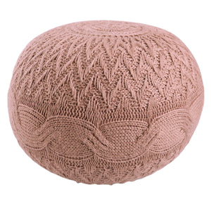 Jaipur Living Vibe by Jaipur Living Knit Weave Round Pouf Soft Textured Footrest for Rooms POF100547