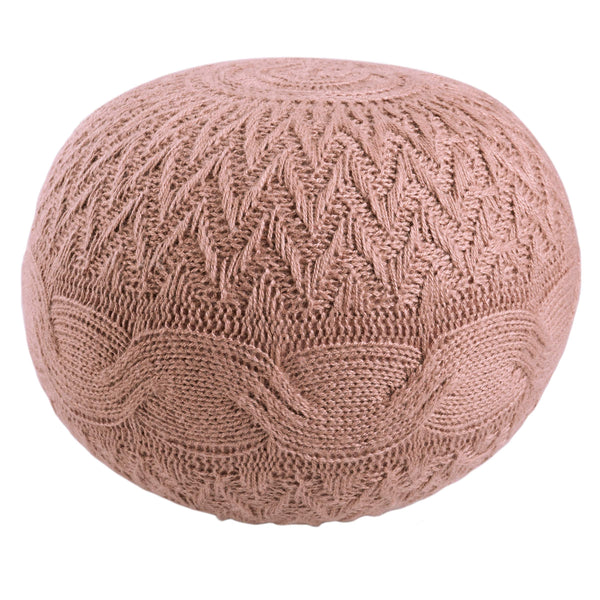 Jaipur Living Vibe by Jaipur Living Knit Weave Round Pouf Soft Textured Footrest for Rooms POF100547