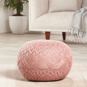 Jaipur Living Vibe by Jaipur Living Knit Weave Round Pouf Soft Textured Footrest for Rooms POF100547
