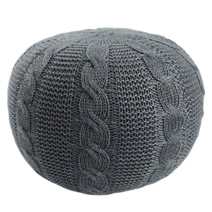 Jaipur Living Vibe by Jaipur Living Millie Knit Woven Round Pouf Slate Gray Footrest Accent POF100549