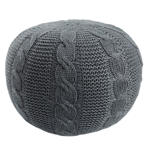 Jaipur Living Vibe by Jaipur Living Millie Knit Woven Round Pouf Slate Gray Footrest Accent POF100549