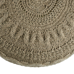 Jaipur Living Vibe by Jaipur Living Etta Knit Taupe Olive Round Pouf for Bohemian Spaces POF100550