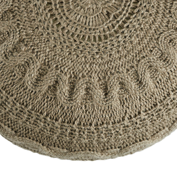 Jaipur Living Vibe by Jaipur Living Etta Knit Taupe Olive Round Pouf for Bohemian Spaces POF100550
