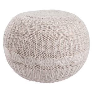 Jaipur Living Vibe by Jaipur Living Georgia Knit Weave Round Pouf Soft Silver Accent Seat POF100551