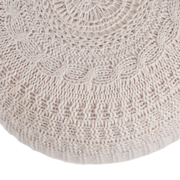 Jaipur Living Vibe by Jaipur Living Georgia Knit Weave Round Pouf Soft Silver Accent Seat POF100551