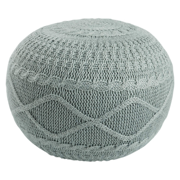 Jaipur Living Vibe by Jaipur Living Hazel Knit Polyester Round Pouf for Coastal Bohemian POF100552