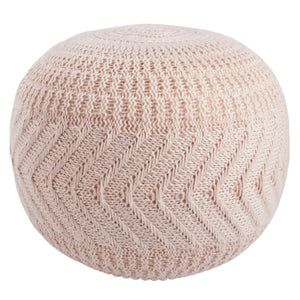 Jaipur Living Vibe by Jaipur Living Lucille Hand Knit Blush Pouf Soft Accent Seat for Rooms POF100553