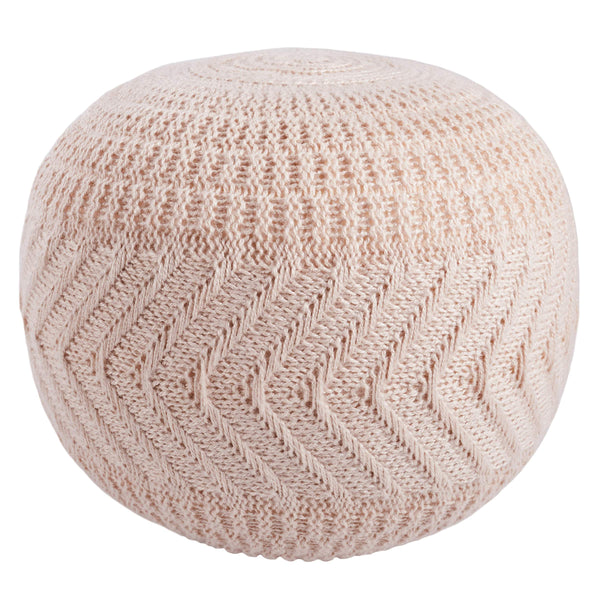 Jaipur Living Vibe by Jaipur Living Lucille Hand Knit Blush Pouf Soft Accent Seat for Rooms POF100553