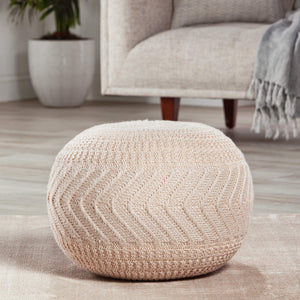 Jaipur Living Vibe by Jaipur Living Lucille Hand Knit Blush Pouf Soft Accent Seat for Rooms POF100553