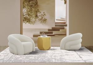 Pasargad Home Azzurro Swivel Chair - Luxurious Boucle Fabric, Modern Design, 360-degree Comfort Ivory Boucle Pzw-50046