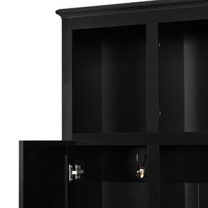 English Elm U-Can White MDF Entryway Hall Tree with Gold Hardware Bench Hooks and Drawer Storage Antique Black SJ000163AAB
