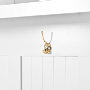 English Elm U-Can White MDF Entryway Hall Tree with Gold Hardware Bench Hooks and Drawer Storage Ancient White SJ000163AAK