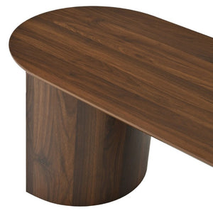 English Elm U-Can Oval Walnut Finish Coffee Table with Two Tucking Poufs for Small Living Rooms SJ000168AAM
