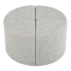 English Elm U-Can Oval Oak Effect Coffee Table with Nested Fabric Stools and Dual Storage Shelves SJ000169AAD
