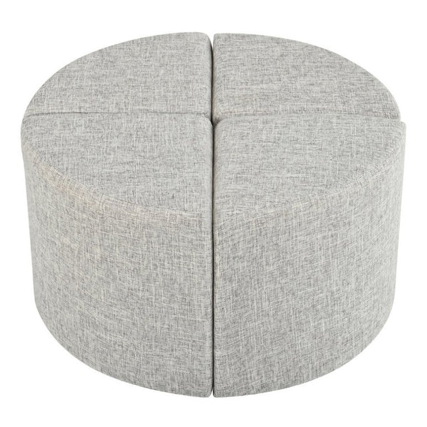 English Elm U-Can Oval Oak Effect Coffee Table with Nested Fabric Stools and Dual Storage Shelves SJ000169AAD