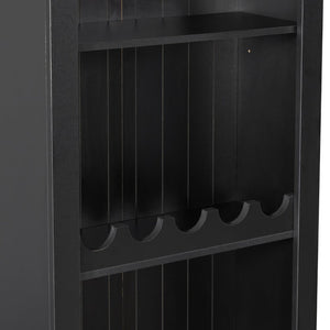 English Elm U-Can Modular Wall Entertainment Center with Wine Racks Glass Doors and Five Drawers SJ000170AAB