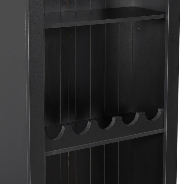 English Elm U-Can Modular Wall Entertainment Center with Wine Racks Glass Doors and Five Drawers SJ000170AAB